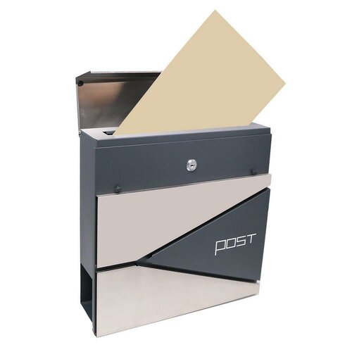 Skrzynka pocztowa 371 x 362 x 105 mm, Zn + stal nierdzewna z otworem na gazety