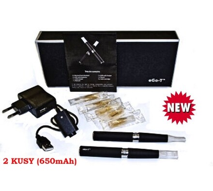 Elektronická cigareta eGo-T 650mAh, 2ks, černá, 10,8 x 1,4 cm