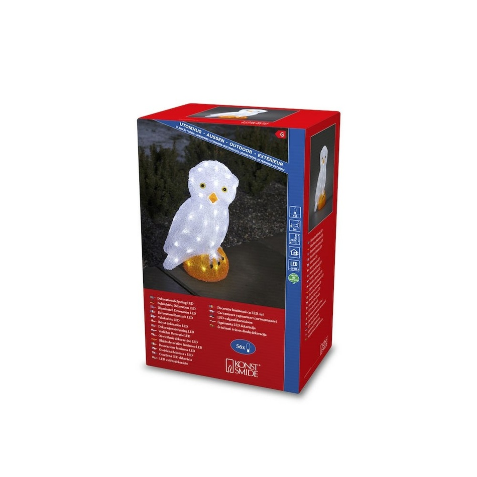 Świąteczna dekoracja zewnętrzna Sowa, 56 LED