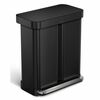 Simplehuman Prostokątny kosz na śmieci z pedałem ikieszenią na worki 34 + 24 l, czarny