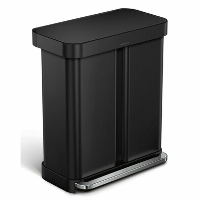 Simplehuman Prostokątny kosz na śmieci z pedałem ikieszenią na worki 34 + 24 l, czarny