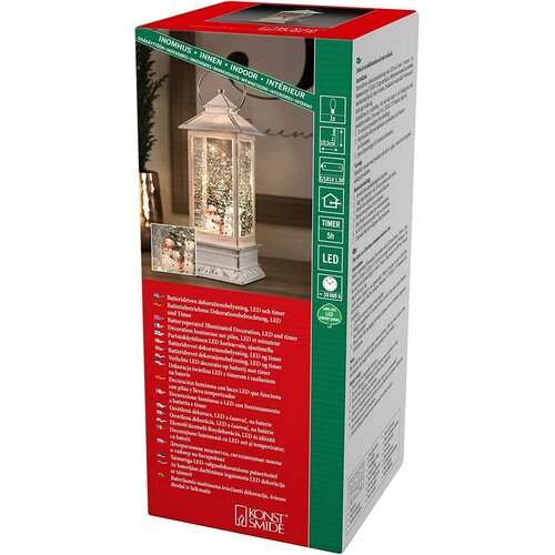 Felinar LED decorativ, cu om de zăpadă, alb