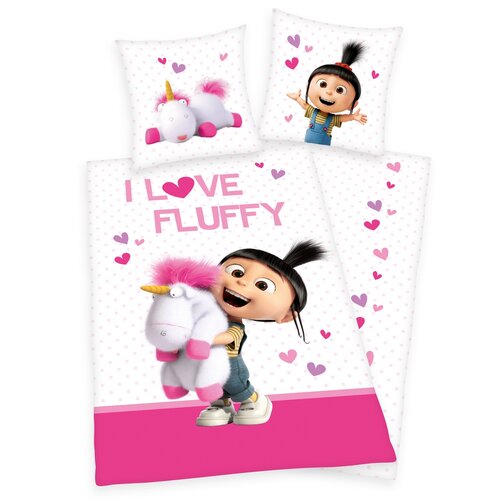 Detské bavlnené obliečky Mimoni Agnes - I love Fluffy, 140 x 200 cm, 70 x 90 cm