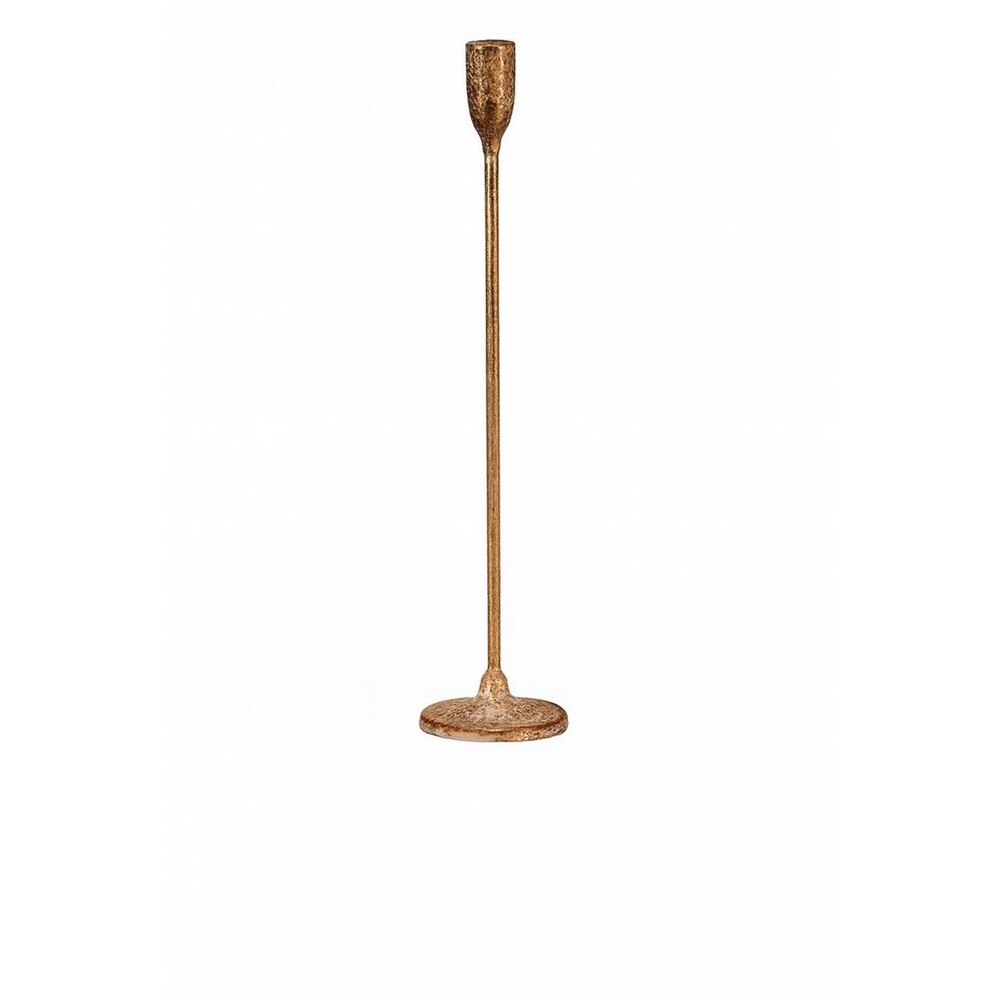 Metalowy świecznik na podstawie, wysokość 39 cm,złoty, 39 cm
