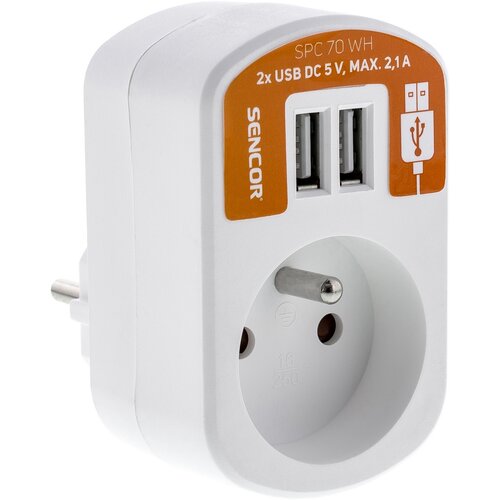 Retlux RPC 70 WH Zásuvka bílá, 2x Sencor USB