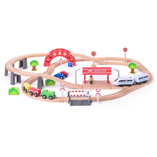 Woody Eisenbahn mit elektrischer Lokomotive und Viadukt, 60 Teile