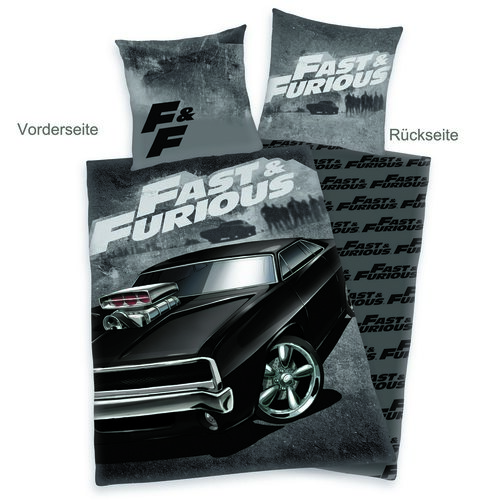 Lenjerie de pat din bumbac Herding Fast andFurious, 135 x 200 cm, 80 x 80 cm