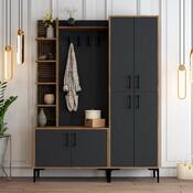 Cuier cu dulap pentru pantofi, rafturi și dulapViyana Walnut and Anthracite