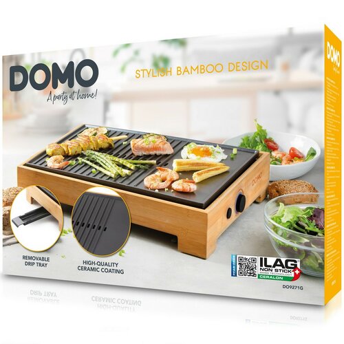 DOMO DO9271G stolní elektrický Plancha gril Bamboo Style