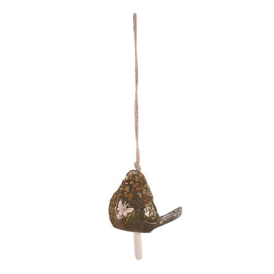 Kerámia függő csengő Madár, zöld, 13 x 45 x 9 cm