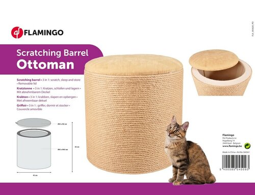 Flamingo Kratzbaum für Katzen 3in1 OTTOMAN beige, 46 cm