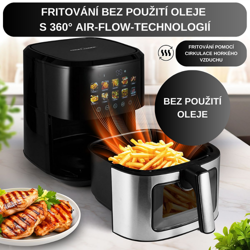 ProfiCook FR 1286 H horkovzdušná fritéza s grafickým displejem a dotykovým senzorem, 6,5 l