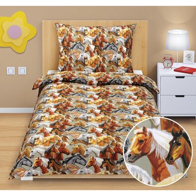 Bombažna posteljnina Junior Konji, 140 x 200 cm,70 x 90 cm