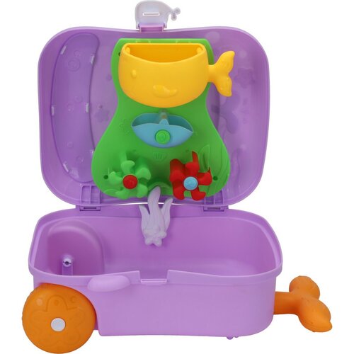 Zestaw zabawek do piasku w walizce, 7 szt., fioletowy