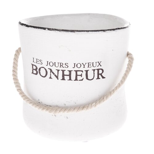 Osłonka ceramiczna na doniczkę Bonheur, biały, 15 cm