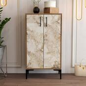 Skrinka na topánky Prag Walnut and White Marble