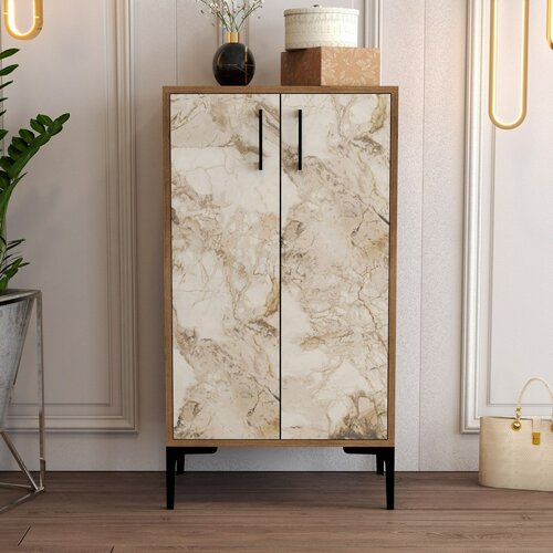 Dulap pentru pantofi Prag Walnut and White Marble