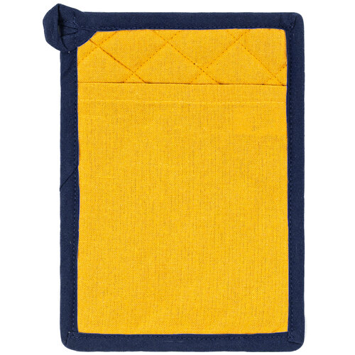 Potholder and mat Heda dark blue / yellow, set of2 pcs