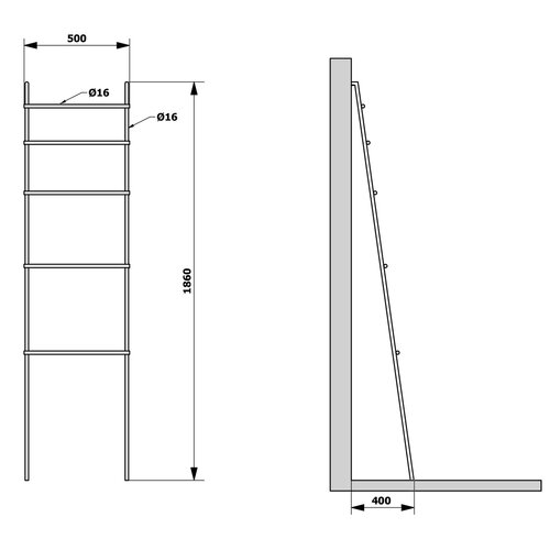 SAPHO SE121 Suport prosop Debut 50 x 186 x 3,2 cm,negru mat