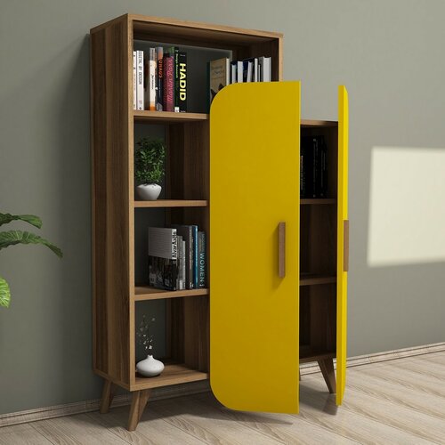 Form Yellow and Walnut könyvespolc