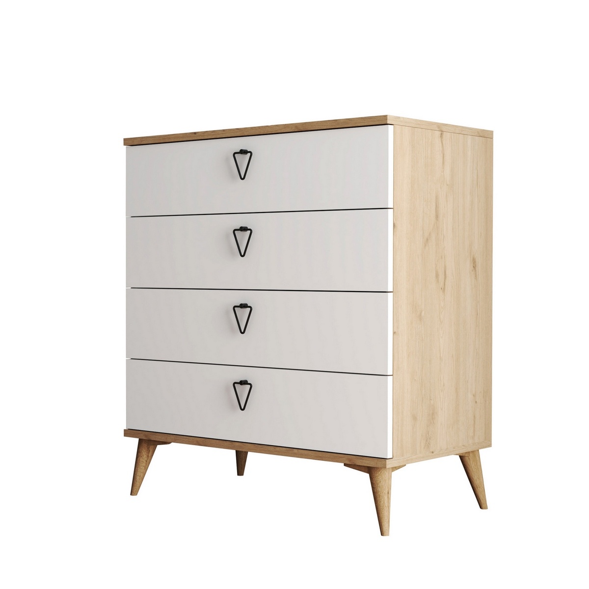 Komoda Versa v bielej a dubovej farbe
