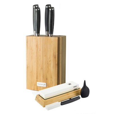 Zestaw noży G21 Gourmet Damascus w bambusowym bloku 4 szt. + kamień do ostrzenia
