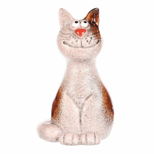 Dekoracja ogrodowa na ogrodzenie Cat, 9 x 9 x 15cm, ceramiczna