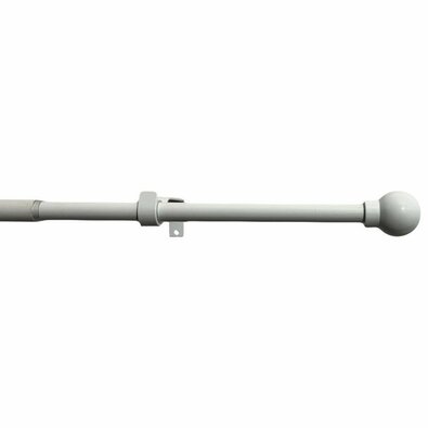 Dehnbare Gardinengarnitur Kugel 16/19 mm weiß, 120- 230 cm, ohne Ringe