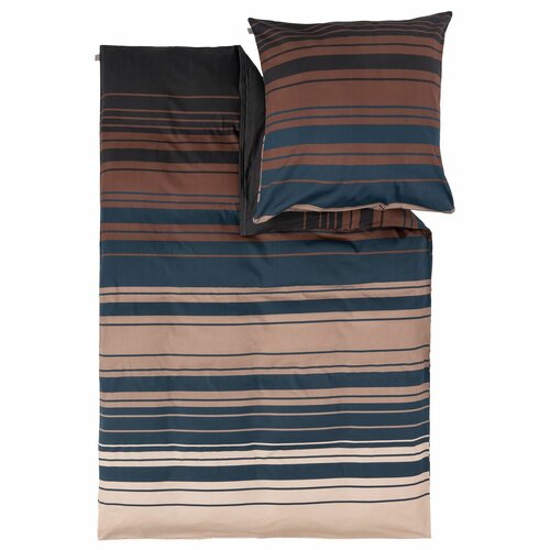 Bugatti Satin-Bettwäsche Braun/Blau, 140 x 200 cm, 70 x 90 cm