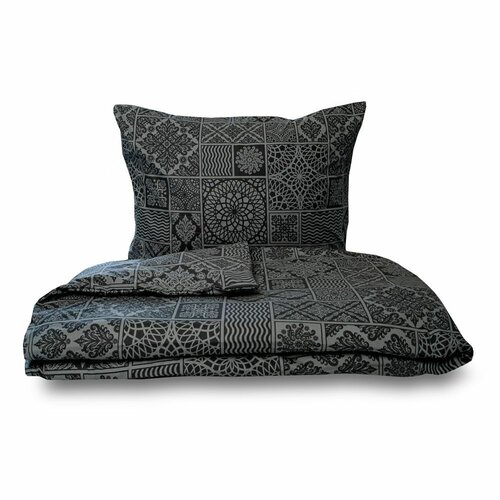 Lenjerie de pat din bumbac Kvalitex Tokyo negru, 220 x 200 cm, 2x 70 x 90 cm