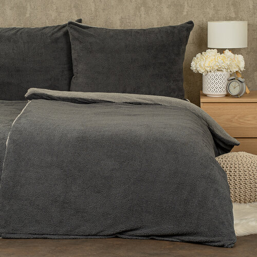Lenjerie de pat din blăniță 4Home Teddy gri,140 x 200 cm, 70 x 90 cm