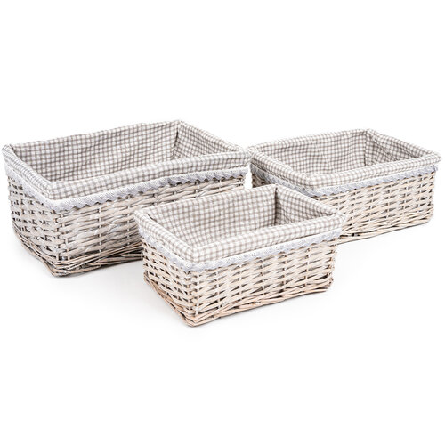 Weidenkorb-Set Village Grau, 3 Stück, 3Größen, 30 x 16 x 40 cm
