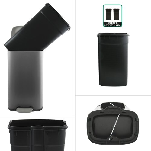 Spirella Pedálový odpadkový kôš soft-close Akira 50 l, matná sivá