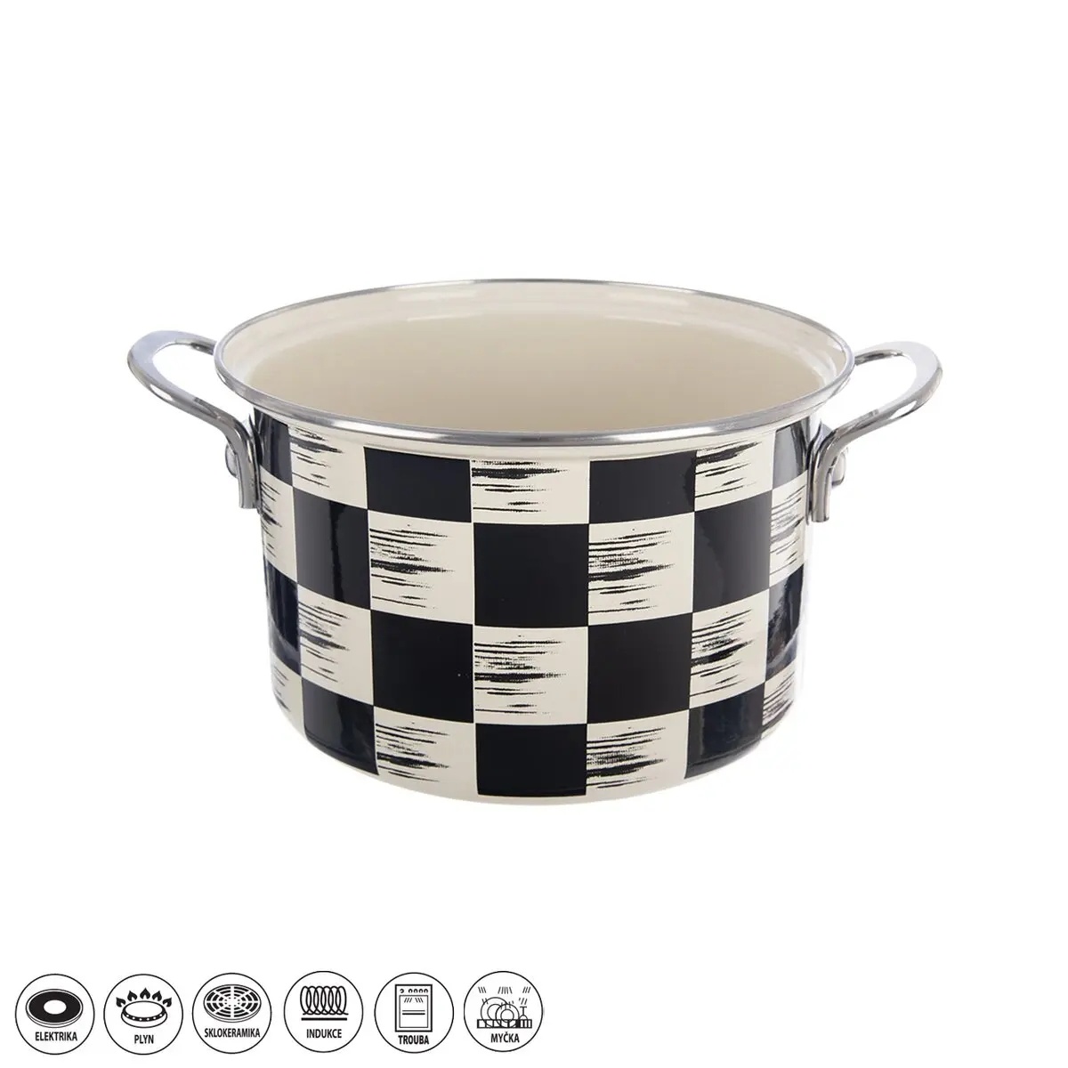 Orion zománcozott edény Chessboard Lem , 3 l,átmérő 20 cm akciós termékkép 1