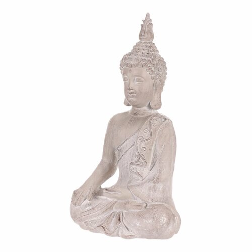 Dekoráció Buddha szobor ülve, szürke, polirezin ,30 x 22 x 54 cm