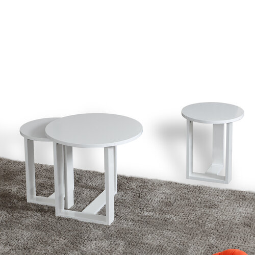 Masă pliantă Mira White, 3 buc