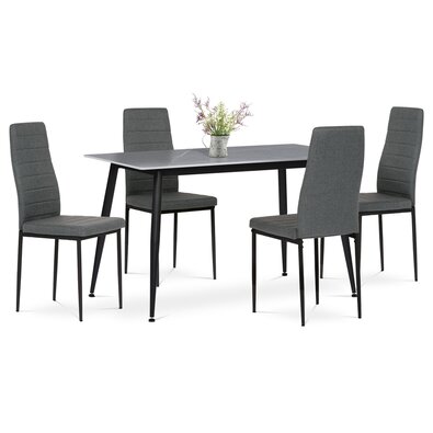 Jedálenský set Mramor s keramickou doskou a 4stoličkami, sivá