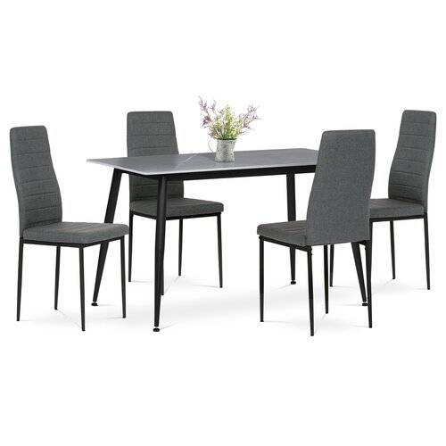 Set de masă Mramor cu blat ceramic și 4 scaune,gri