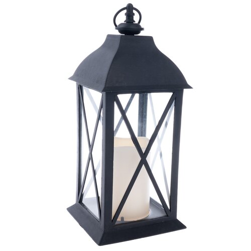 Felinar cu lumânare LED Dalma, 14 x 30,5 x 14 cm,alb cald, plastic