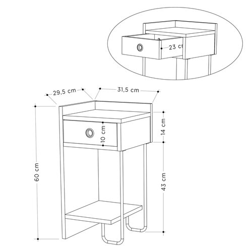 Măsuță de noptieră Sirius Left Oak 2