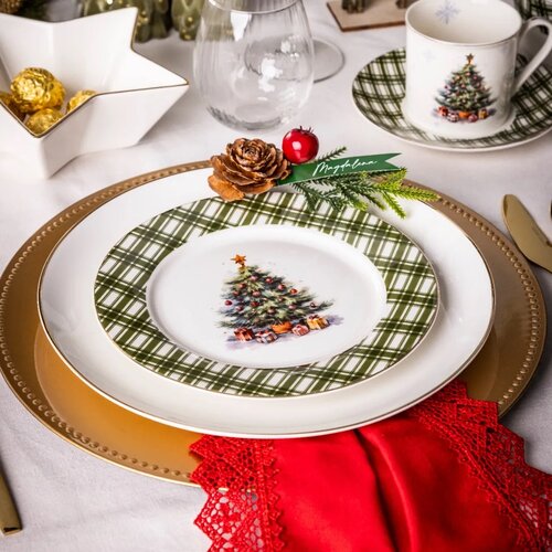 Altom Porcelanowy talerz deserowy Christmas Tree 20 cm