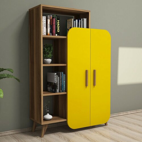Bibliotecă Form Yellow and Walnut