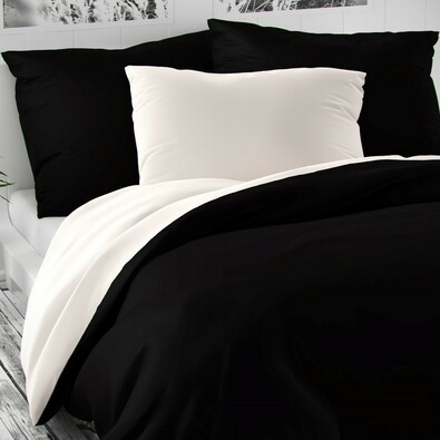 Lenjerie de pat din satin Luxury Collection, negru / alb, 140 x 200 cm, 70 x 90 cm