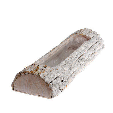 Drevený truhlík s PVC, biela, 9,5 x 61 x 17,5 cm