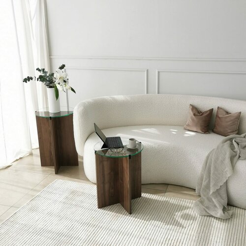 Beistelltisch-Set Lily Walnut, 2 Stück
