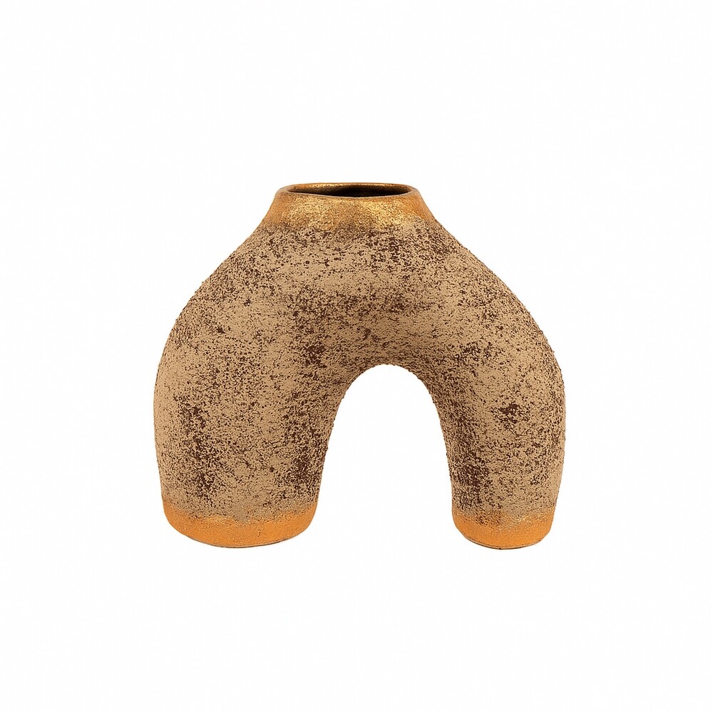 Wazon ceramiczny YL626 Arkina, beżowy/złoty