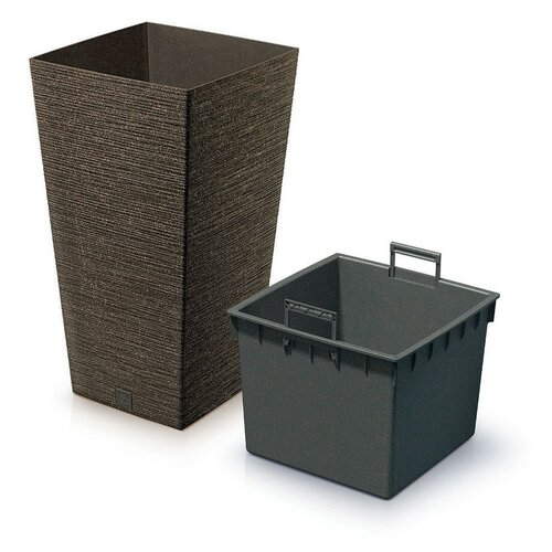 FURU SQUARE ECO WOOD virágtartó 39, 5 cm, sötétbarna, betéttel