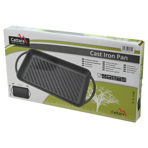 Tigaie grill cu mânere Cattara 13062 din fontă, 33x 21,5 cm