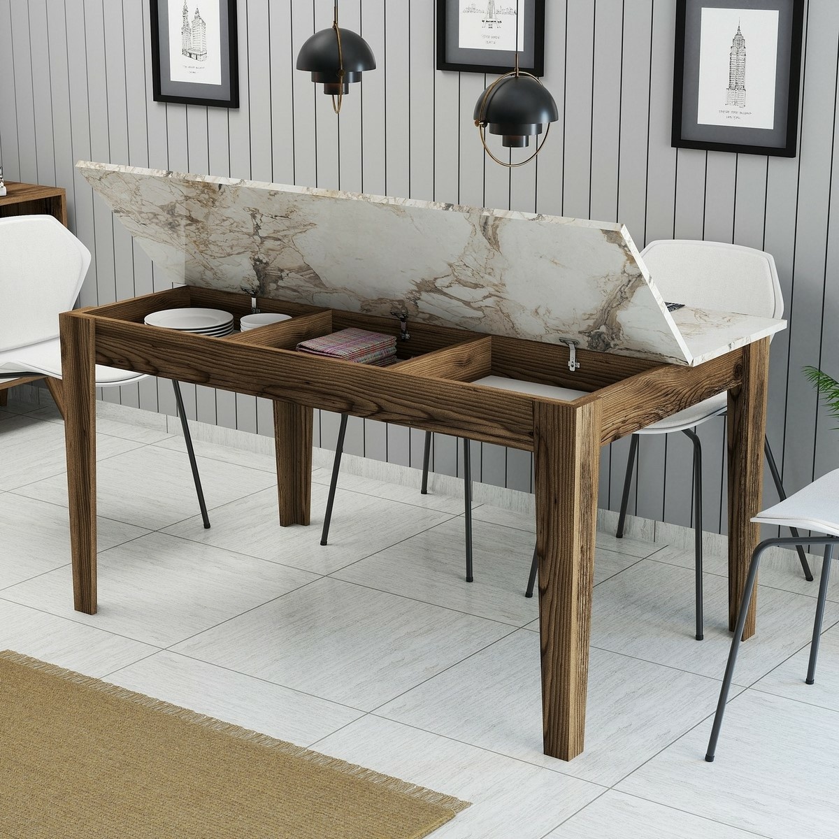 Jedálenský stôl Milan Walnut and White