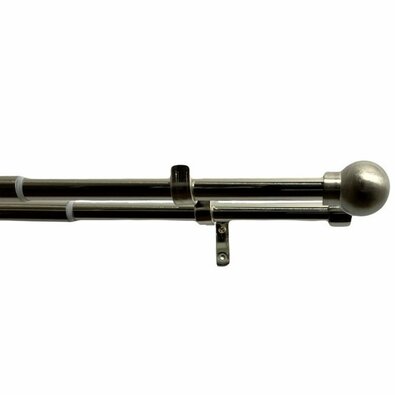 Doppeltes Vorhangset zum Ausziehen. Kugel 16/19 mm aus Edelstahl, 200 - 350 cm, ohne Ringe